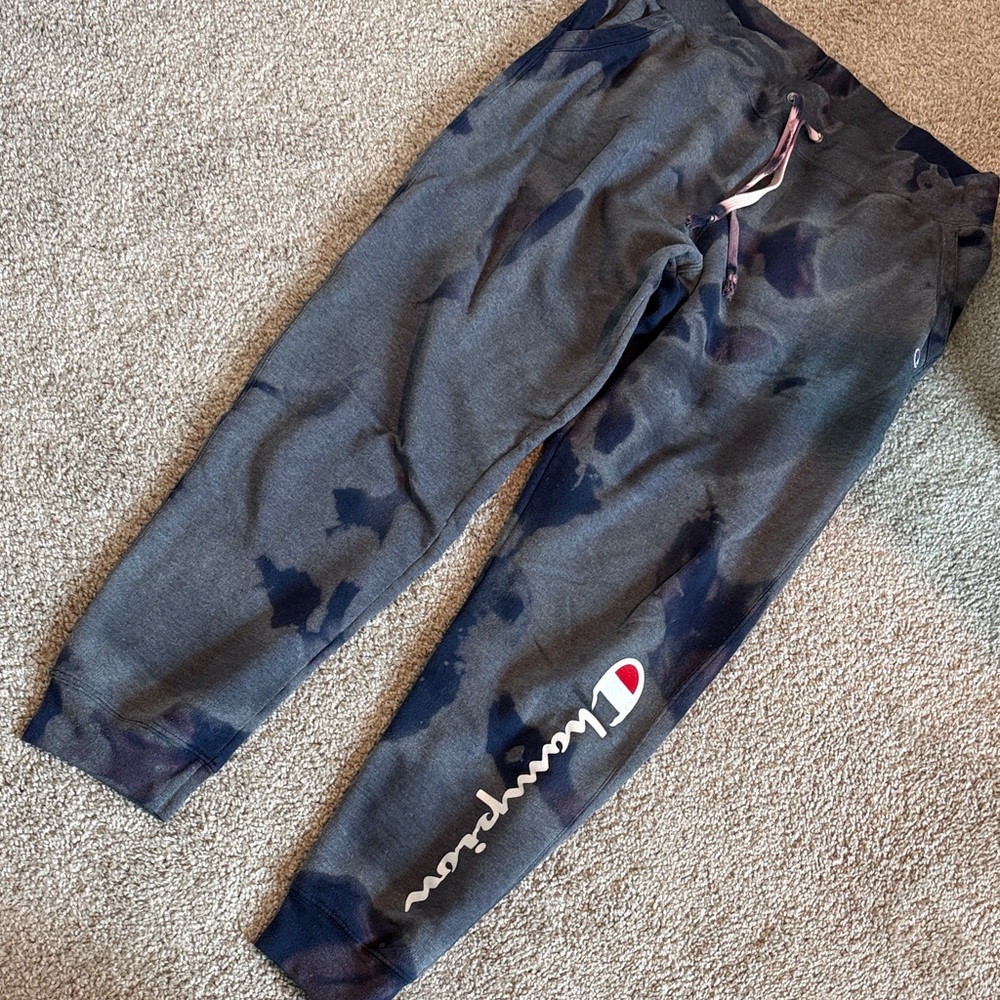 Champion Navy & Gray Tie-Dye Jogger Sweatpants